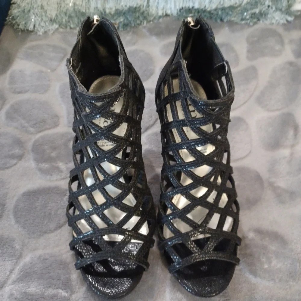 a.n.a Shoes Black Lattice Heeled Ankle Boots Booties Size 5 New - Picture 5 of 7